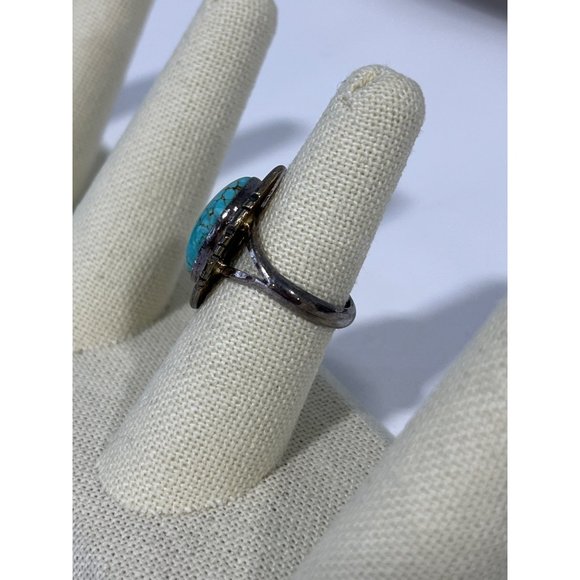 Turquoise Sterling Silver Ring Womens 6.5 Southwestern Southwest Cowboy Western - Picture 2 of 5
